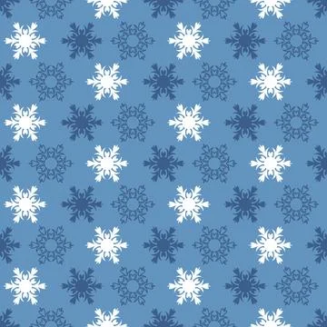 Blue seamless pattern with snowflake, christmas, festive winter art snowfla.. Stock Illustration