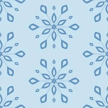 Blue seamless pattern with snowflake, christmas festive winter art Stock Illustration