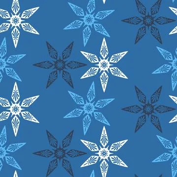 Blue seamless pattern with snowflake, christmas snowflake icicle for christ.. Illustrazione stock