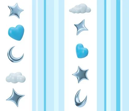 Blue seamless pattern with stars, moons and hearts. Applicable for fabric print 스톡 일러스트