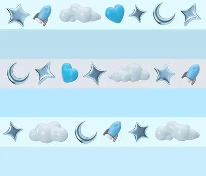 Blue seamless pattern with stars, moons and rockets. Applicable for fabric print 스톡 일러스트