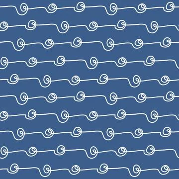 Blue seamless pattern for textile design, art vector illustration hand drawn  Illustrazione stock