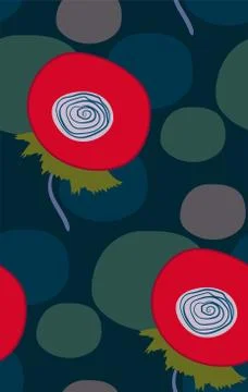Blue seamless pattern vector floral design primitive scandinavian Illustrazione stock