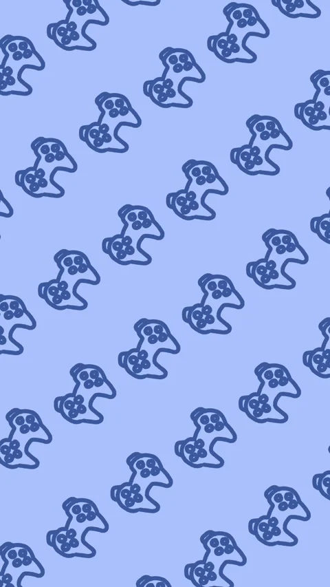 Blue seamless pattern of video game controller doodle line art wallpaper Stock Footage 340416982