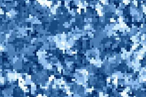 Blue seamless pixel camouflage pattern texture background Stock Illustration