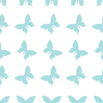 Blue seamless repeat pattern butterfly silhouette vector 스톡 일러스트
