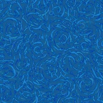 Blue seamless vector pattern of spirals with torn edges on a turquoise Stock Illustration