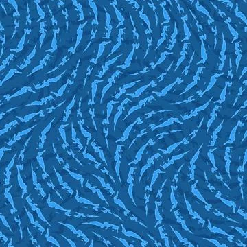 Blue seamless vector pattern of torn stripes in the form of waves. Abstract Illustrazione stock