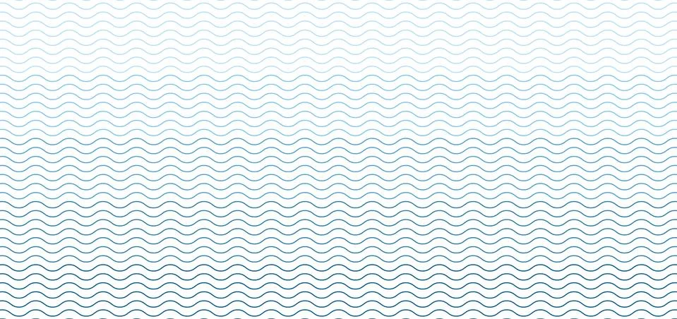 Blue seamless wave line pattern on white background Stock Illustration
