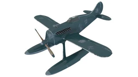 Blue seaplane. 3D render Illustrazione stock