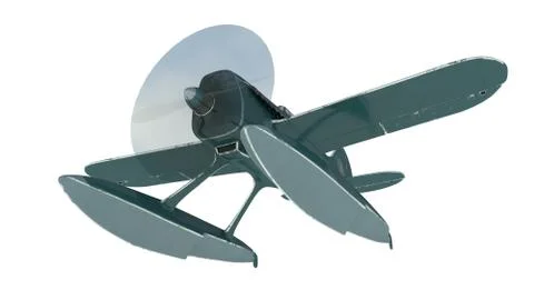 Blue seaplane. 3D render Stock Illustration