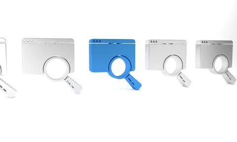 Blue Search in a browser window icon isolated on white background. Minimali.. Ilustración de archivo
