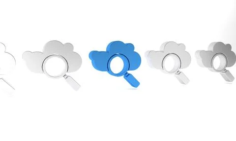 Blue Search cloud computing icon isolated on white background. Magnifying g.. Stock Illustration
