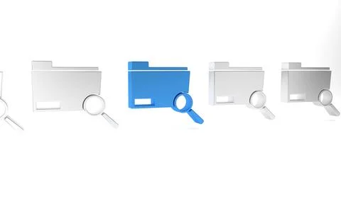 Blue Search concept with folder icon isolated on white background. Magnifyi.. 스톡 일러스트