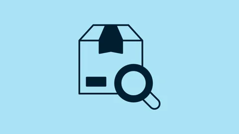 Blue Search package icon isolated on blue background. Parcel tracking symbol Stock Footage 230960792