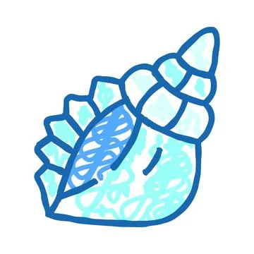 Blue seashell doodle drawing line art illustration Stock Illustration