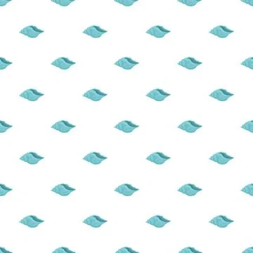 Blue seashell pattern repeating on white background 스톡 일러스트