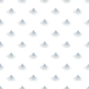 Blue seashell pattern repeating on white background 스톡 일러스트
