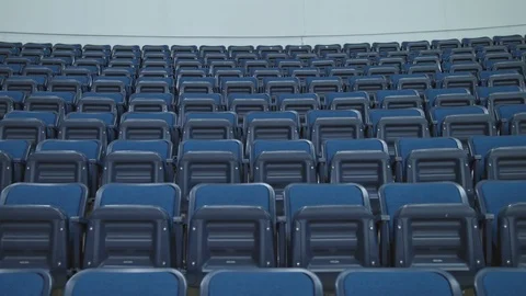 Blue seats on an empty big stadium. Stock Footage 120458892