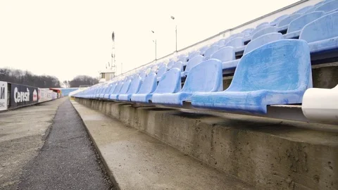 Blue Seats in Sport Stadium Loop Stock Footage 84804579