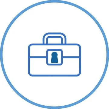 Blue secure briefcase icon design concept on a white background design Stock Illustration