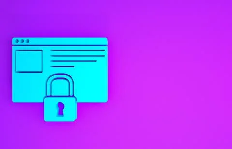 Blue Secure your site with HTTPS, SSL icon isolated on purple background. Int Illustration