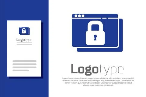 Blue Secure your site with HTTPS, SSL icon isolated on white background 스톡 일러스트