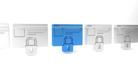 Blue Secure your site with HTTPS, SSL icon isolated on white background. In.. Illustration