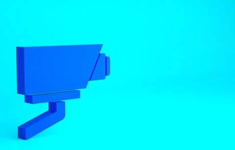 Blue Security camera icon isolated on blue background. Minimalism concept. 3d Stock Illustration