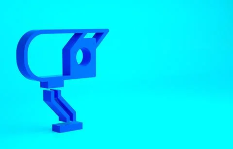 Blue Security camera icon isolated on blue background. Minimalism concept. 3d Stock Illustration