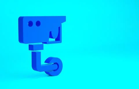 Blue Security camera icon isolated on blue background. Minimalism concept. 3d Stock Illustration
