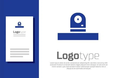 Blue Security camera icon isolated on white background. Logo design template Illustrazione stock