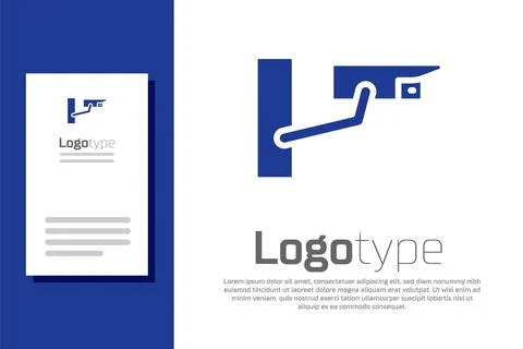 Blue Security camera icon isolated on white background. Logo design template Stock Illustration