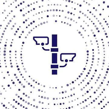 Blue Security camera icon isolated on white background. Abstract circle random Stock Illustration