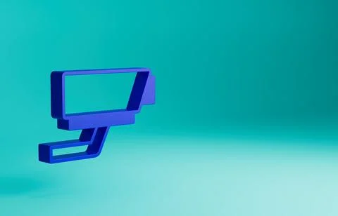 Blue Security camera icon isolated on blue background. Minimalism concept. 3D Stock Illustration