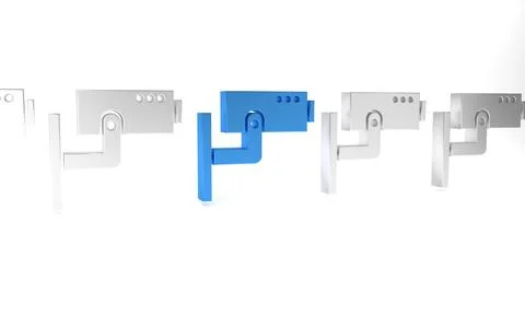 Blue Security camera icon isolated on white background. Minimalism concept... Stock Illustration