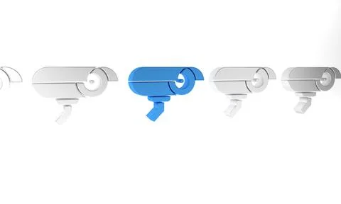 Blue Security camera icon isolated on white background. Minimalism concept... Stock Illustration