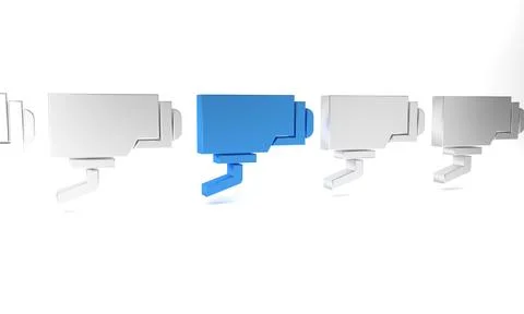 Blue Security camera icon isolated on white background. Minimalism concept... Stock Illustration