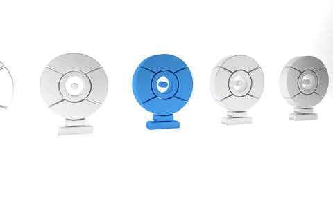 Blue Security camera icon isolated on white background. Minimalism concept... Stock Illustration