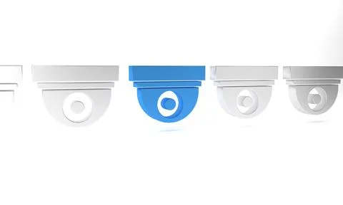 Blue Security camera icon isolated on white background. Minimalism concept... Stock Illustration