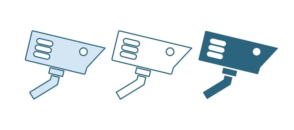 Blue Security camera icon isolated on white background.  Vector Stock Illustration