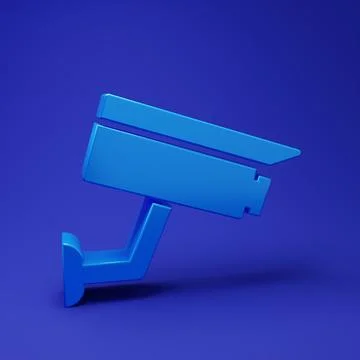 Blue Security camera icon isolated on blue background. Minimalism concept. .. Illustrazione stock