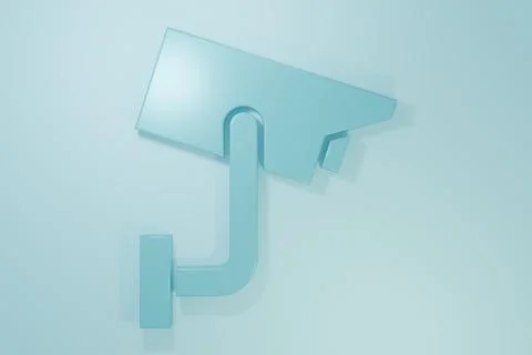 Blue Security camera icon isolated on blue background. Minimalism concept. .. Stock Illustration