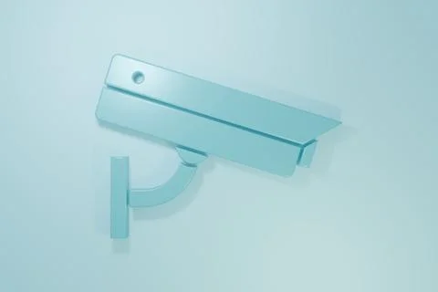 Blue Security camera icon isolated on blue background. Minimalism concept. .. Stock Illustration