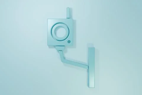 Blue Security camera icon isolated on blue background. Minimalism concept. .. Illustrazione stock