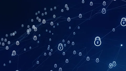 Blue security icon network connection abstract background Stock Footage 154265881