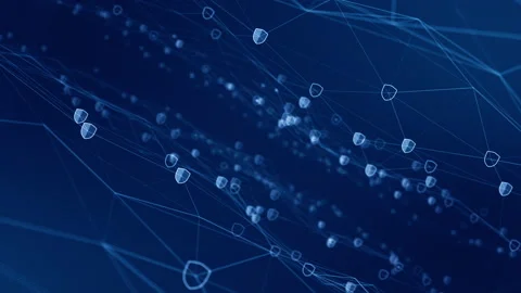 Blue security icon network connection abstract background concept Stock Footage 154616088