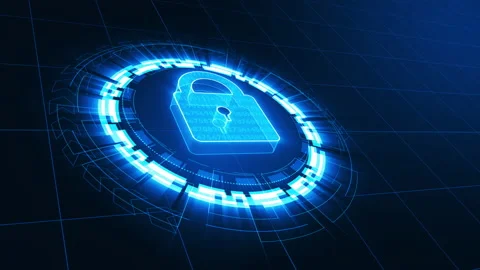 Blue security key circle technology background, Network security concept Stock Footage 141101167
