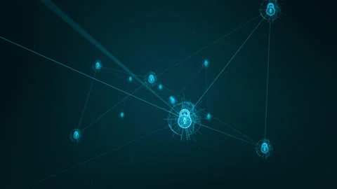 Blue security key icon and futuritic earth sphere network connection 스톡 동영상 158690736