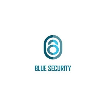 Blue Security Logo Design Template, Padlock Logo Concept 스톡 일러스트